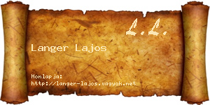 Langer Lajos névjegykártya